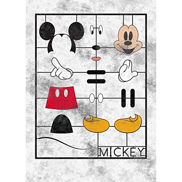 fotomurale Mickey Mouse grigio, rosso e giallo di Sanders & Sanders