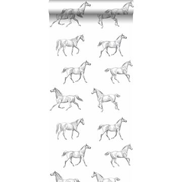 carta da parati cavalli grigio e bianco di Walls4You