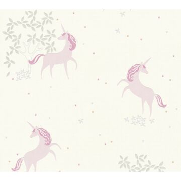 carta da parati unicorni colore sabbia e rosa lilla di A.S. Création